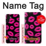 Samsung Galaxy A13 4G Hard Case Pink Lips Kisses on Black with custom name