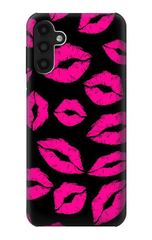 Samsung Galaxy A13 4G Hard Case Pink Lips Kisses on Black