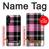 Samsung Galaxy A13 4G Hard Case Pink Plaid Pattern with custom name