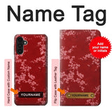 Samsung Galaxy A13 4G Hard Case Red Floral Cherry blossom Pattern with custom name