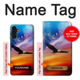 Samsung Galaxy A13 4G Hard Case Bald Eagle Flying Colorful Sky with custom name