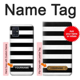 Samsung Galaxy A51 Hard Case Black and White Striped with custom name