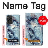 Samsung Galaxy A52, A52 5G Hard Case Blue Marble Texture with custom name