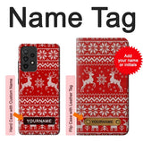 Samsung Galaxy A52, A52 5G Hard Case Christmas Reindeer Knitted Pattern with custom name
