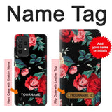 Samsung Galaxy A52, A52 5G Hard Case Rose Floral Pattern Black with custom name