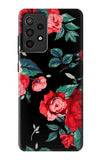 Samsung Galaxy A52, A52 5G Hard Case Rose Floral Pattern Black
