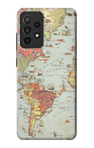 Samsung Galaxy A52, A52 5G Hard Case Vintage World Map