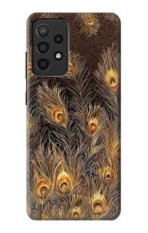 Samsung Galaxy A52, A52 5G Hard Case Gold Peacock Feather