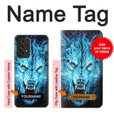 Samsung Galaxy A53 5G Hard Case Blue Fire Grim Wolf with custom name
