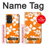 Samsung Galaxy A53 5G Hard Case Hawaiian Hibiscus Orange Pattern with custom name