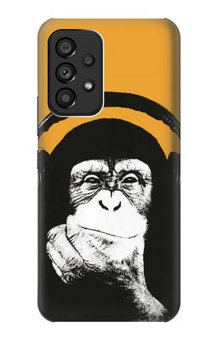Samsung Galaxy A53 5G Hard Case Funny Monkey with Headphone Pop Music