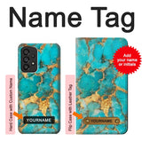 Samsung Galaxy A53 5G Hard Case Aqua Turquoise Stone with custom name