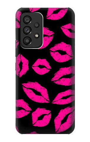 Samsung Galaxy A53 5G Hard Case Pink Lips Kisses on Black