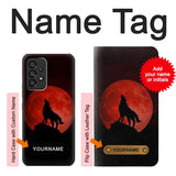 Samsung Galaxy A53 5G Hard Case Wolf Howling Red Moon with custom name