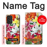 Samsung Galaxy A53 5G Hard Case Retro Art Flowers with custom name