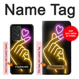 Samsung Galaxy A53 5G Hard Case Cute Mini Heart Neon Graphic with custom name