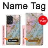 Samsung Galaxy A53 5G Hard Case Rose Gold Blue Pastel Marble Graphic Printed with custom name