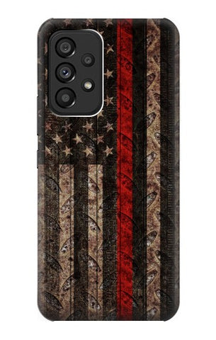 Samsung Galaxy A53 5G Hard Case Fire Fighter Metal Red Line Flag Graphic