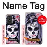 Samsung Galaxy A53 5G Hard Case Sugar Skull Steam Punk Girl Gothic with custom name