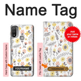  Moto G8 Power Hard Case Pastel Flowers Pattern with custom name