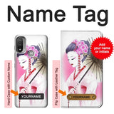  Moto G8 Power Hard Case Devushka Geisha Kimono with custom name