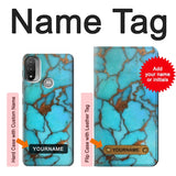  Moto G8 Power Hard Case Aqua Turquoise Rock with custom name