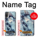  Moto G8 Power Hard Case Blue Marble Texture with custom name