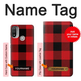  Moto G8 Power Hard Case Red Buffalo Check Pattern with custom name