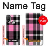  Moto G8 Power Hard Case Pink Plaid Pattern with custom name