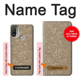  Moto G8 Power Hard Case Gold Rose Pattern with custom name