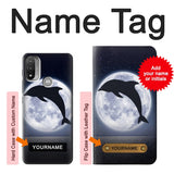  Moto G8 Power Hard Case Dolphin Moon Night with custom name