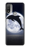  Moto G8 Power Hard Case Dolphin Moon Night