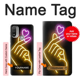  Moto G8 Power Hard Case Cute Mini Heart Neon Graphic with custom name