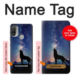  Moto G8 Power Hard Case Wolf Howling Million Star with custom name