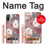 Motorola Moto E20 Hard Case Rose Floral Pattern with custom name