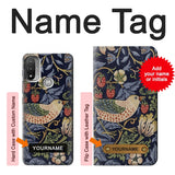  Moto G8 Power Hard Case William Morris Strawberry Thief Fabric with custom name