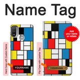  Moto G8 Power Hard Case Piet Mondrian Line Art Composition with custom name