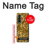 Samsung Galaxy Fold3 5G Hard Case Gold Glitter Graphic Print with custom name