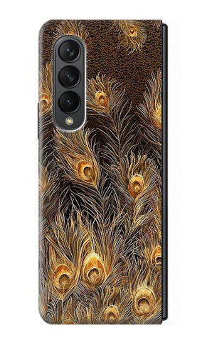Samsung Galaxy Fold3 5G Hard Case Gold Peacock Feather
