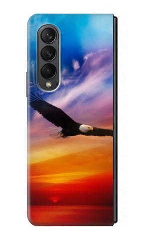 Samsung Galaxy Fold3 5G Hard Case Bald Eagle Flying Colorful Sky