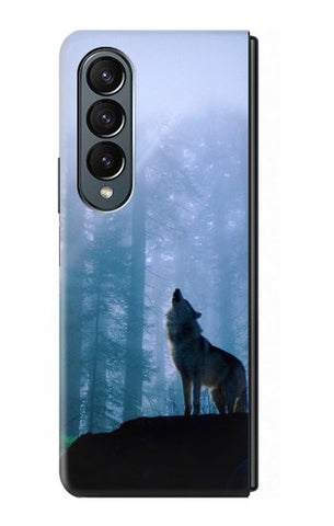 Samsung Galaxy Fold4 Hard Case Wolf Howling in Forest