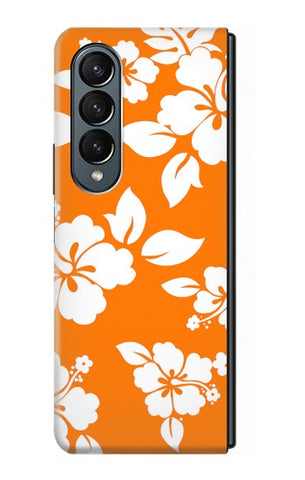 Samsung Galaxy Fold4 Hard Case Hawaiian Hibiscus Orange Pattern