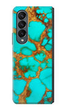 Samsung Galaxy Fold4 Hard Case Aqua Copper Turquoise Gems