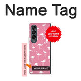 Samsung Galaxy Fold4 Hard Case Pink Flamingo Pattern with custom name