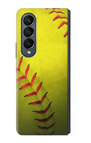 Samsung Galaxy Fold4 Hard Case Yellow Softball Ball