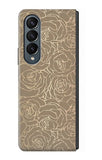 Samsung Galaxy Fold4 Hard Case Gold Rose Pattern