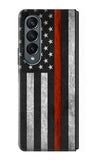 Samsung Galaxy Fold4 Hard Case Firefighter Thin Red Line Flag