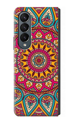 Samsung Galaxy Fold4 Hard Case Hippie Art Pattern