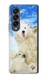 Samsung Galaxy Fold4 Hard Case Arctic Polar Bear in Love with Seal Paint