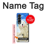 Samsung Galaxy Fold4 Hard Case Arctic Polar Bear in Love with Seal Paint with custom name